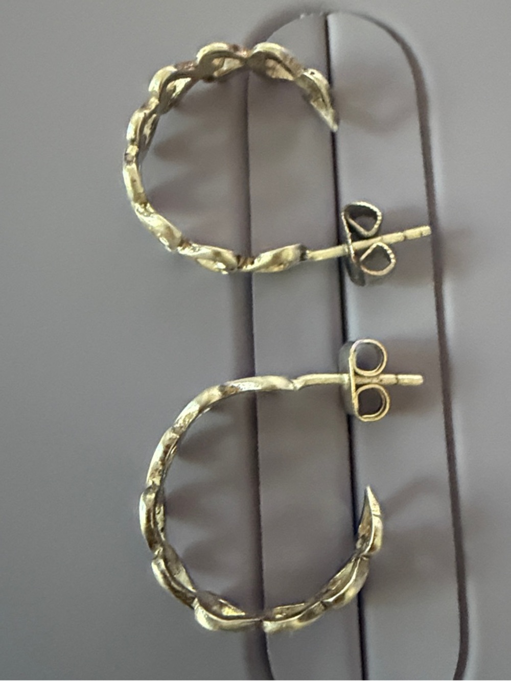 Sterling Silver Heart Pattern Huggie Hoop Earrings